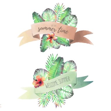 tropikal kurdele koleksiyonu tasarım vektör çizimi