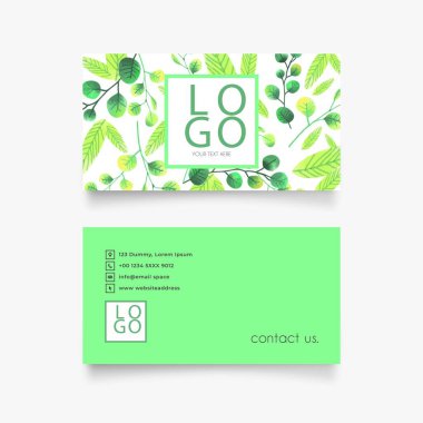 güzel soyut modern kartvizit resimleme şablonu çiçekli