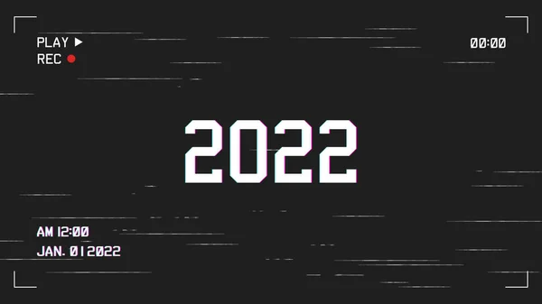 Feliz Año Nuevo 2022 Con Estilo Retro Vhs Vector Fondo — Archivo Imágenes Vectoriales