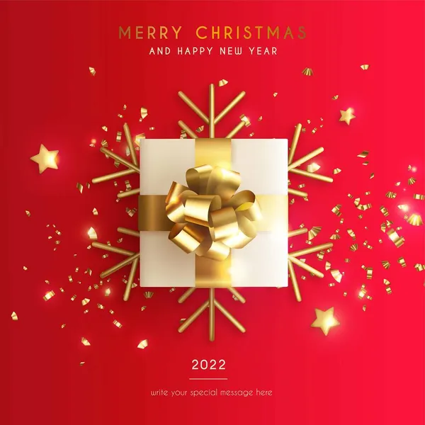 Feliz Fondo Navidad Con Realistas Presenta Ornamentos Diseño Vectorial Ilustración — Vector de stock
