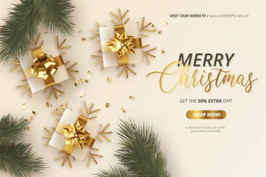 gerçekçi noel indirimi arkaplanı sunumlar vektör tasarımı illüstrasyonları