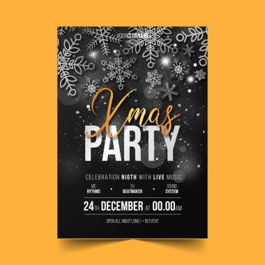 Zarif noel partisi posteri hazır yazdırma vektör çizimi