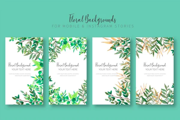Floral Fundo Coleção Móvel Instagram Histórias Design Vetor Ilustração —  Vetores de Stock