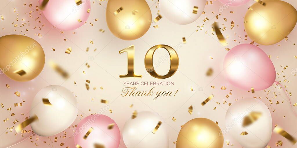 Luxury anniversary celebration with golden balloons