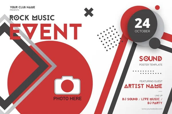 Rock Music Event Poster Template Con Forme Geometriche Disegno Vettoriale — Vettoriale Stock