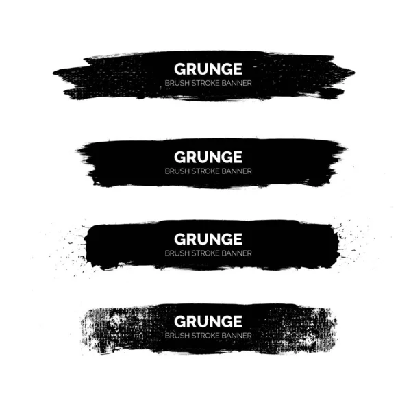 Negro Grunge Brush Stroke Banners Diseño Vectorial Ilustración — Vector de stock