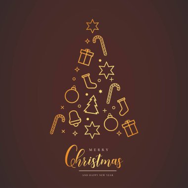 ağaç tasarımı vektör illüstrasyonlu güzel noel kartı