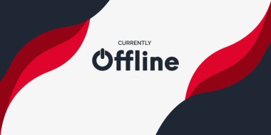 Şu anda soyut kırmızı şekillerle çevrimdışı seğirme arkaplanı vektör tasarımı illüstrasyonu