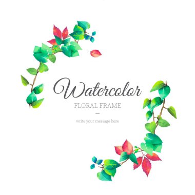 güzel çiçekli çerçeve suluboya biçim vektör tasarımı illüstrasyonu