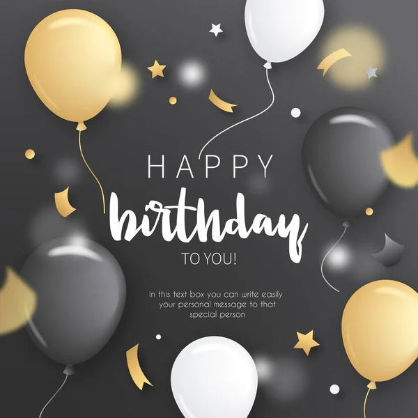 birthday invitation with golden balloons design vector illustration