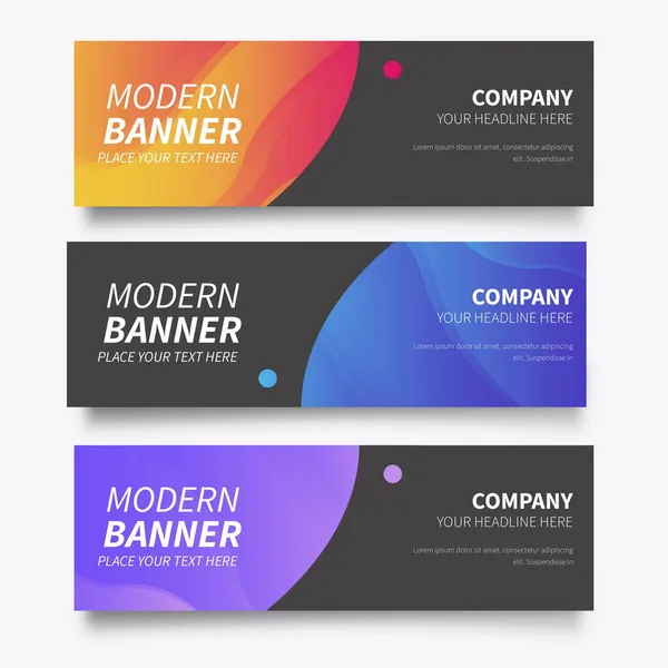 Moderne Banner Kollektion Mit Abstrakten Gradienten Vektor Design Illustration — Stockvektor