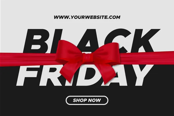 Black Friday Sale Banner Realistic Red Ribbon Background Vector Design — Stock Vector