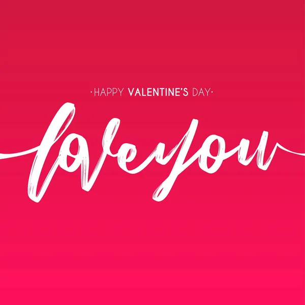 Szczęśliwy Walentynki Dzień Ręcznie Rysować Miłość Tekst Projekt Wektor Ilustracja — Wektor stockowy