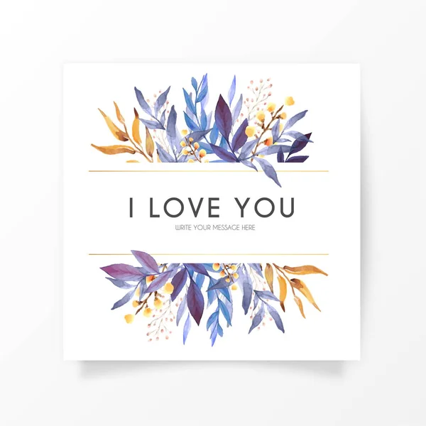 Cartão Floral Elegante Com Mensagem Amor Design Vetor Ilustração — Vetor de Stock