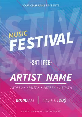 Memphis arkaplan tasarımı vektör illüstrasyonlu müzik festivali posteri