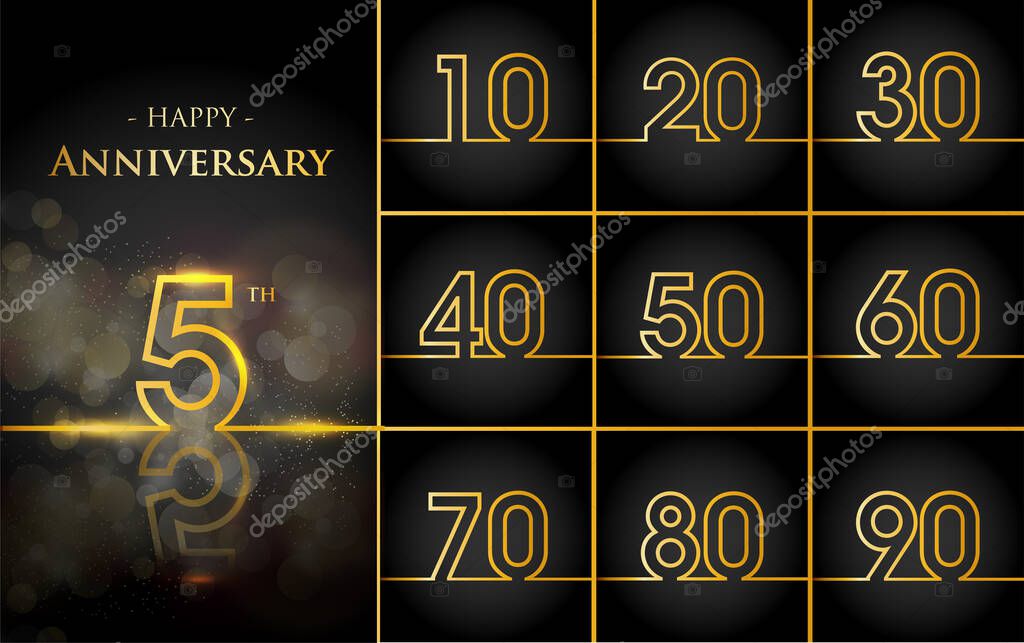 Happy anniversary background with gold lines