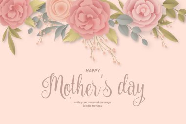 Zarif çiçekli anneler günü kart tasarım vektörü çizimi