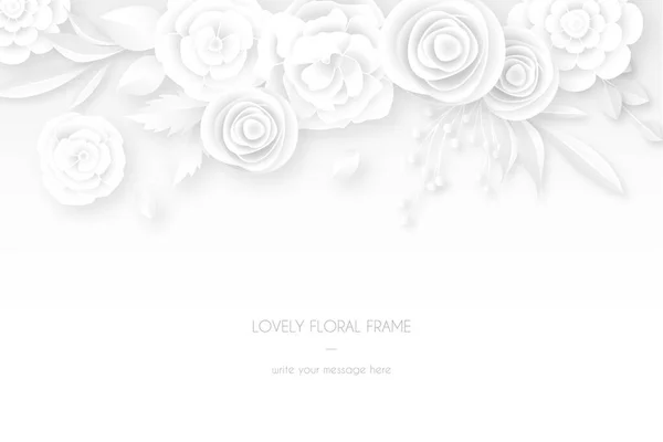 Cartão Branco Elegante Com Decoração Floral Branca Design Vetor Ilustração —  Vetores de Stock
