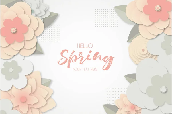 Frühling Hintergrund Mit Papierschnittblumen Design Vektor Illustration — Stockvektor