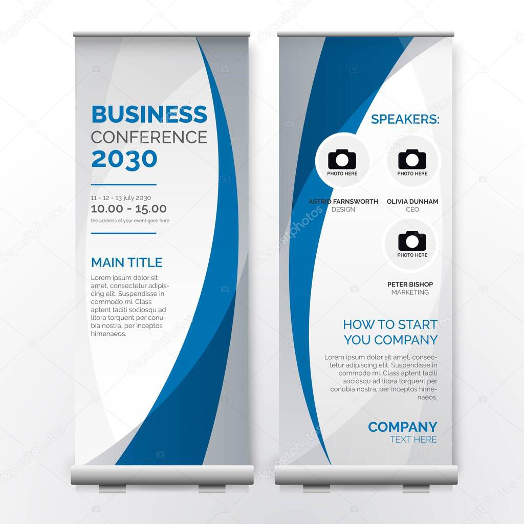 business conference roll up template design vector illustration