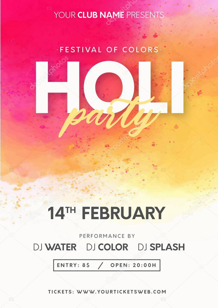 modern holi festival colors with splash background design vector illustration