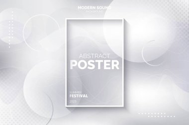 Beyaz şekilli soyut poster şablonu tasarım vektör çizimi