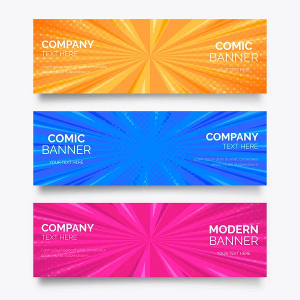 Comic Banner Sammlung Vektor Design Illustration — Stockvektor