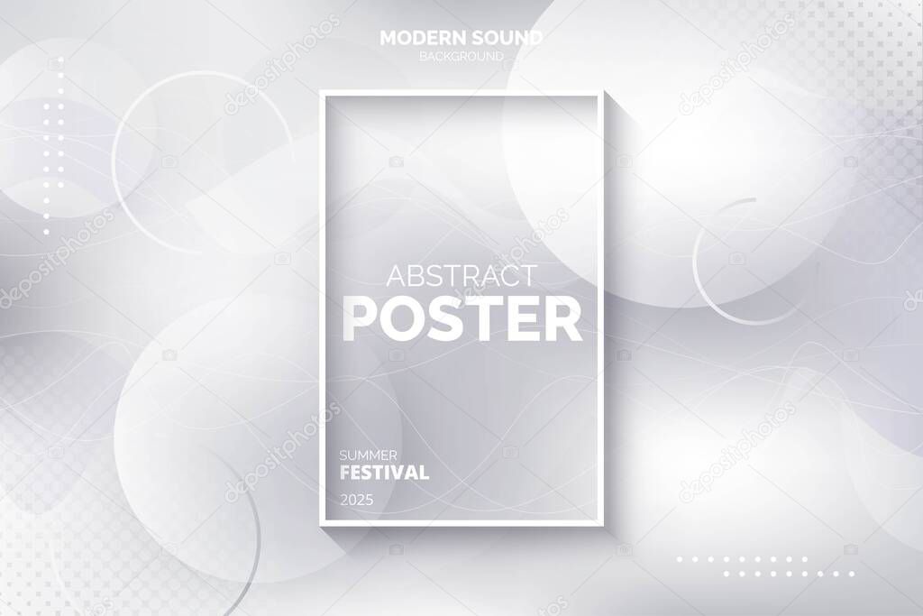 abstract poster template with white shapes design vector illustration
