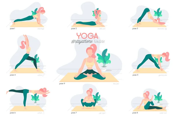 Imagens vetoriais Conjunto de poses de ioga