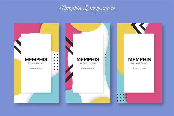 Moderno Memphis Banner Modelo Conjunto Vetor Design Ilustração —  Vetores de Stock