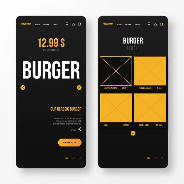 Burger Landing Page Illustration Conception Vectorielle Mobile — Image vectorielle