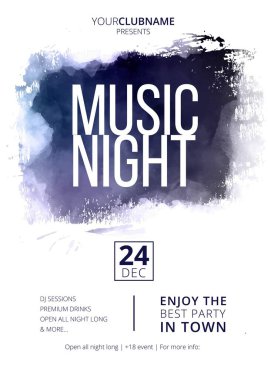 Soyut sıçrama tasarımı vektör illüstrasyonlu modern müzik gecesi posteri