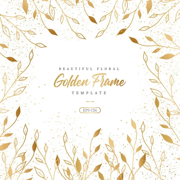 Beautiful Floral Golden Frame Template Vector Design Illustration — Stock Vector