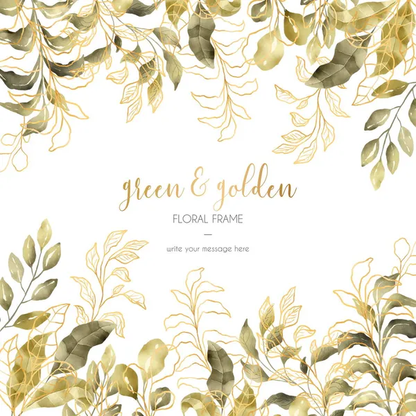 緑黄金の花のフレーム — ストックベクタ