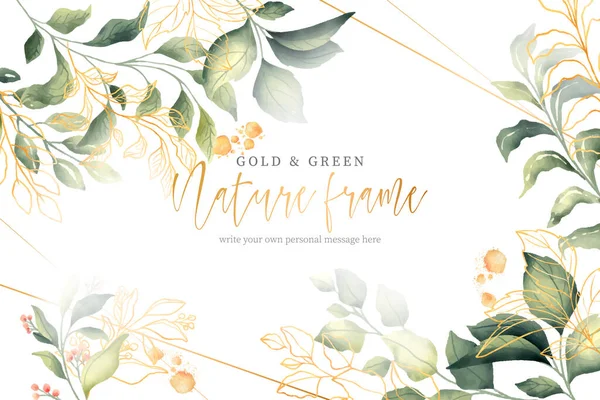 Moldura Natureza Verde Ouro —  Vetores de Stock