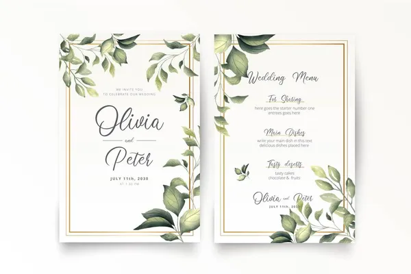 Elegant Wedding Invitation Menu Template Design Vector Illustration — Stock Vector
