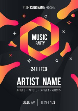 Modern müzik partisi poster tasarımı vektör çizimi