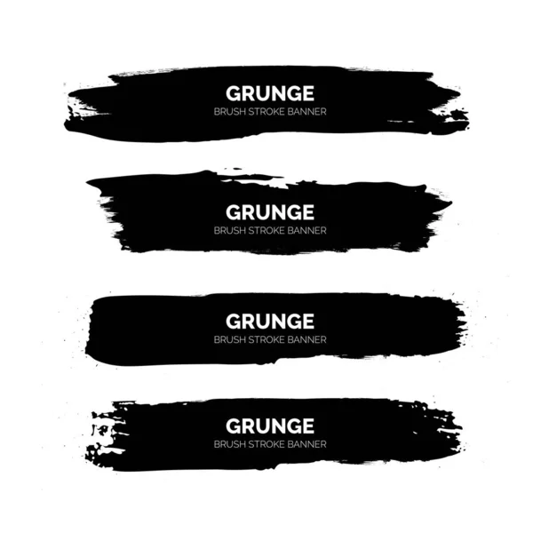 Negro Grunge Brush Stroke Banners Plantilla Vector Diseño Ilustración — Vector de stock