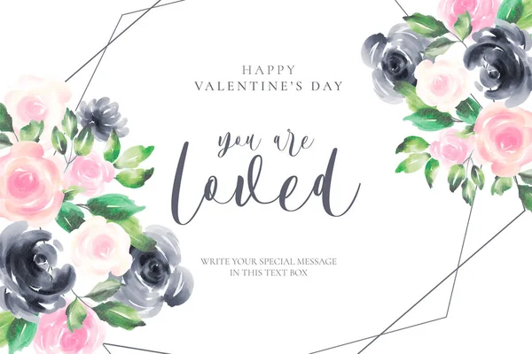 Romantyczne Walentynki Tło Akwarelowych Kwiatów — Wektor stockowy