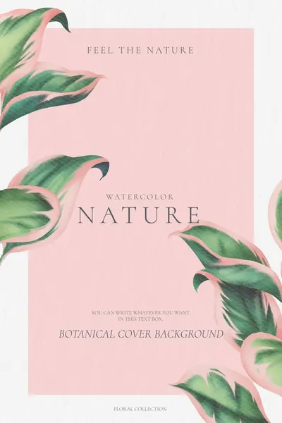 Fundo Botânico Elegante Com Rosa Verde Folhas Design Vetor Ilustração —  Vetores de Stock