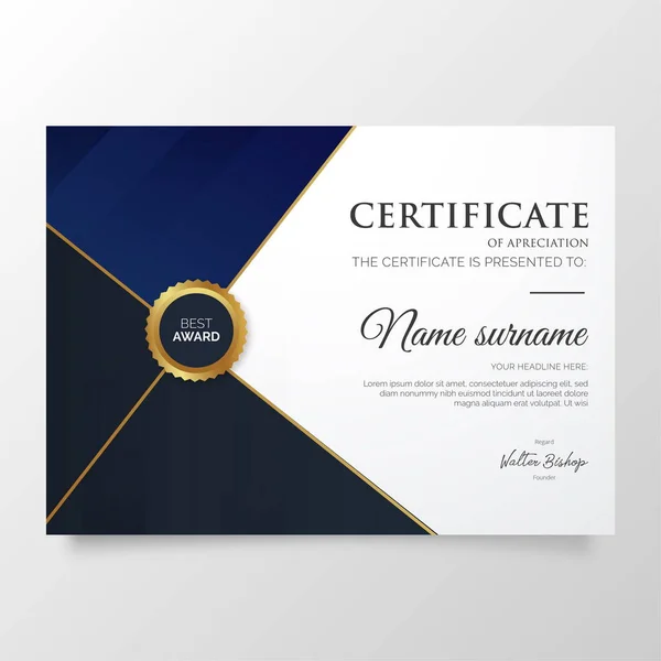 Modern Certificate Appreciation Template Elegant Shapes Vector Illustration — Stock Vector