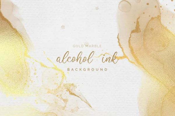 Gold White Alcohol Ink Background Design Vector Illustration — Stock Vector