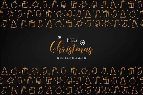 Весёлая Рождественская Открытка Рождественскими Иконками — стоковый вектор