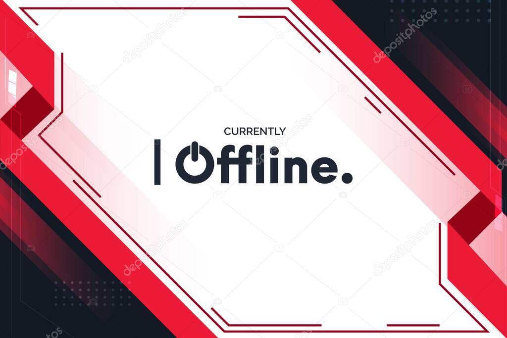 currently offline twitch with abstract red shapes design vector illustration template