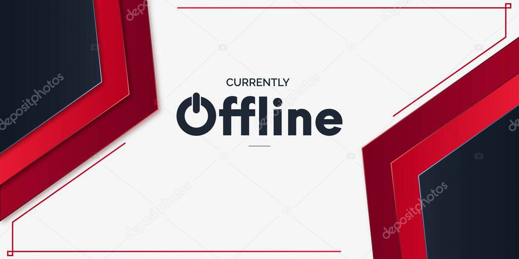 currently offline twitch design with abstract red shapes design vector illustration