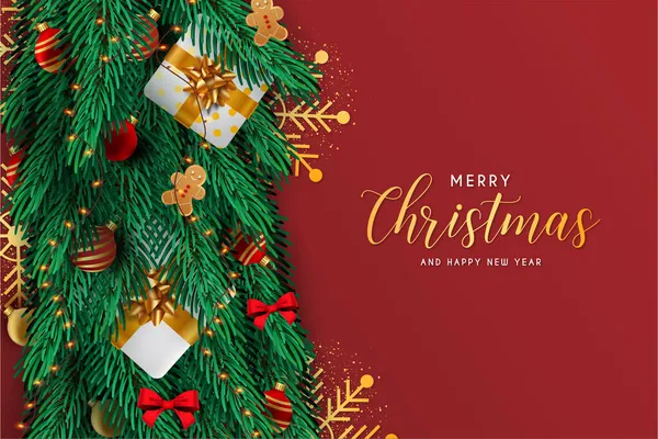 Joyeux Noël Heureuse Nouvelle Carte Année Avec Des Éléments Décoration — Image vectorielle
