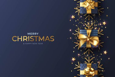 gerçekçi noel arkaplanı mavi dekorasyon tasarım vektör çizimi