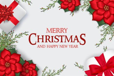 gerçekçi dekorasyon vektör illüstrasyonlu modern noel arkaplanı