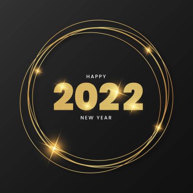 Zarif altın çerçeve tasarım vektörü illüstrasyonuyla mutlu yıllar 2022