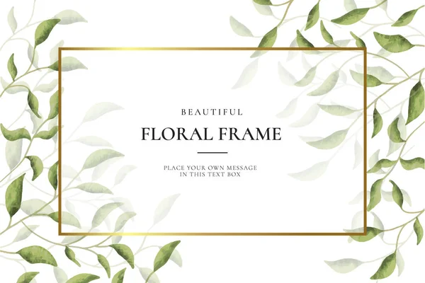 Bonito Floral Quadro Fundo Com Folhas Vetor Design Ilustração —  Vetores de Stock